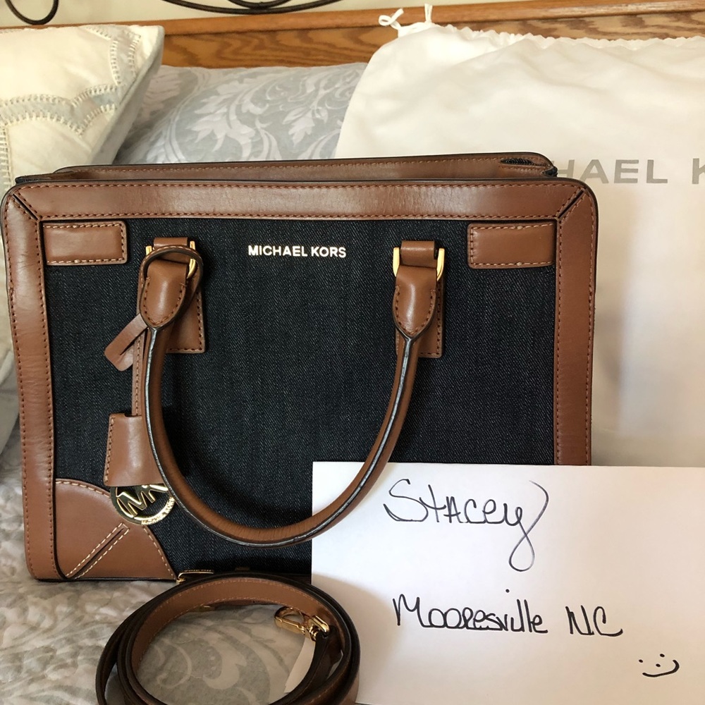 MK denim satchel